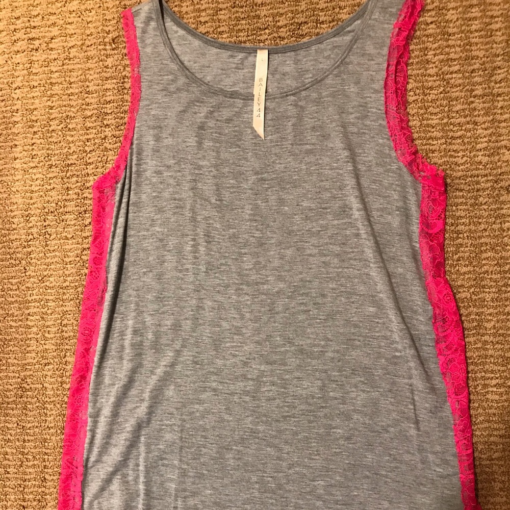 Bailey 44 grey tank with pink lace